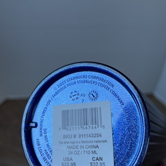 NWT Starbucks Blueberry Venti Cup ‘Cobalt Blue Pearl Grid’ Glitter Tumbler - Picture 8 of 12
